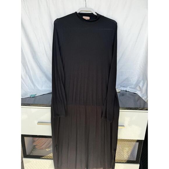 Show Me Your Mumu Black "Sutton Midi  Maxi Dress" small minimalist mock stretch - Picture 2 of 9